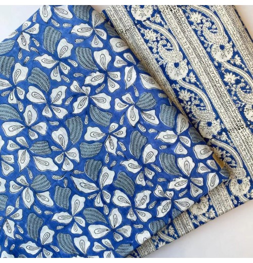 Pure Cotton Hand Block Print Fabric for Shirt Making Indian Style African Home Furnishing Decorative Crafting Sewing Dressmaking Pure Cotton Hand Block Print Fabric for Shirt Making Indian Style African Home Furnishing Decorative Crafting Sewing Dressmaking