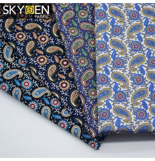 Skygen custom plain weave soft 100% cotton paisley printed fabric for shirt Skygen custom plain weave soft 100% cotton paisley printed fabric for shirt